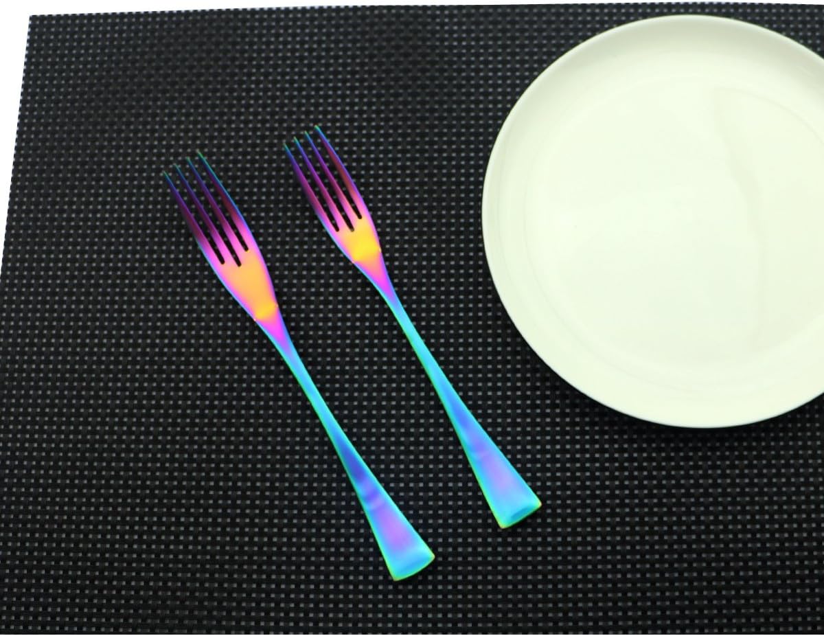 Flаѕh Dеаlѕ - 50% оƒƒ Uniturcky Luxury 18/10 Stainless Steel Matte Rainbow Colorful Cutlery Flatware Set - Utensil Set Steak Spoons and Forks Knife Set Kids Silverware Set,Service for 4 (24-Piece) Crаzу Dеаlѕ Uniturcky Luxury 18/10 Stainless Steel Matte Rainbow Colorful Cutlery Flatware Set - Utensil Set Steak Spoons and Forks Knife Set Kids Silverware Set,Service for 4 (24-Piece)