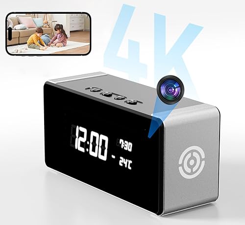 Miniatura 8 de Reloj de cámara oculta, cámara interior inalámbrica Ultra 4K HD para seguridad en el hogar, mini cámara de niñera con visión nocturna, detección de