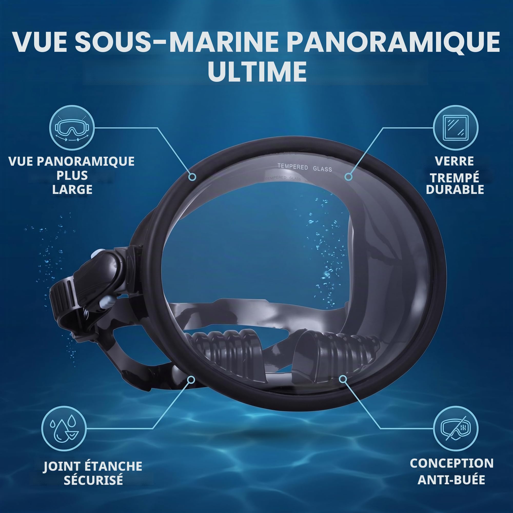 Masque de Plongée, Rétro Imperméable Anti-Brouillard Masque D'apnée pour Plongeurs Apnéistes Vacances Plage Sports Nautiques