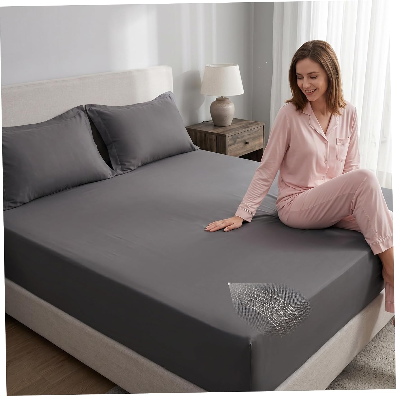 Grounding Mat for Sleeping, 72x83 inch Bed Grounding Mat, 10% Silver Fiber & 90% Organic Cotton Ground Well Bedsheet, Gray