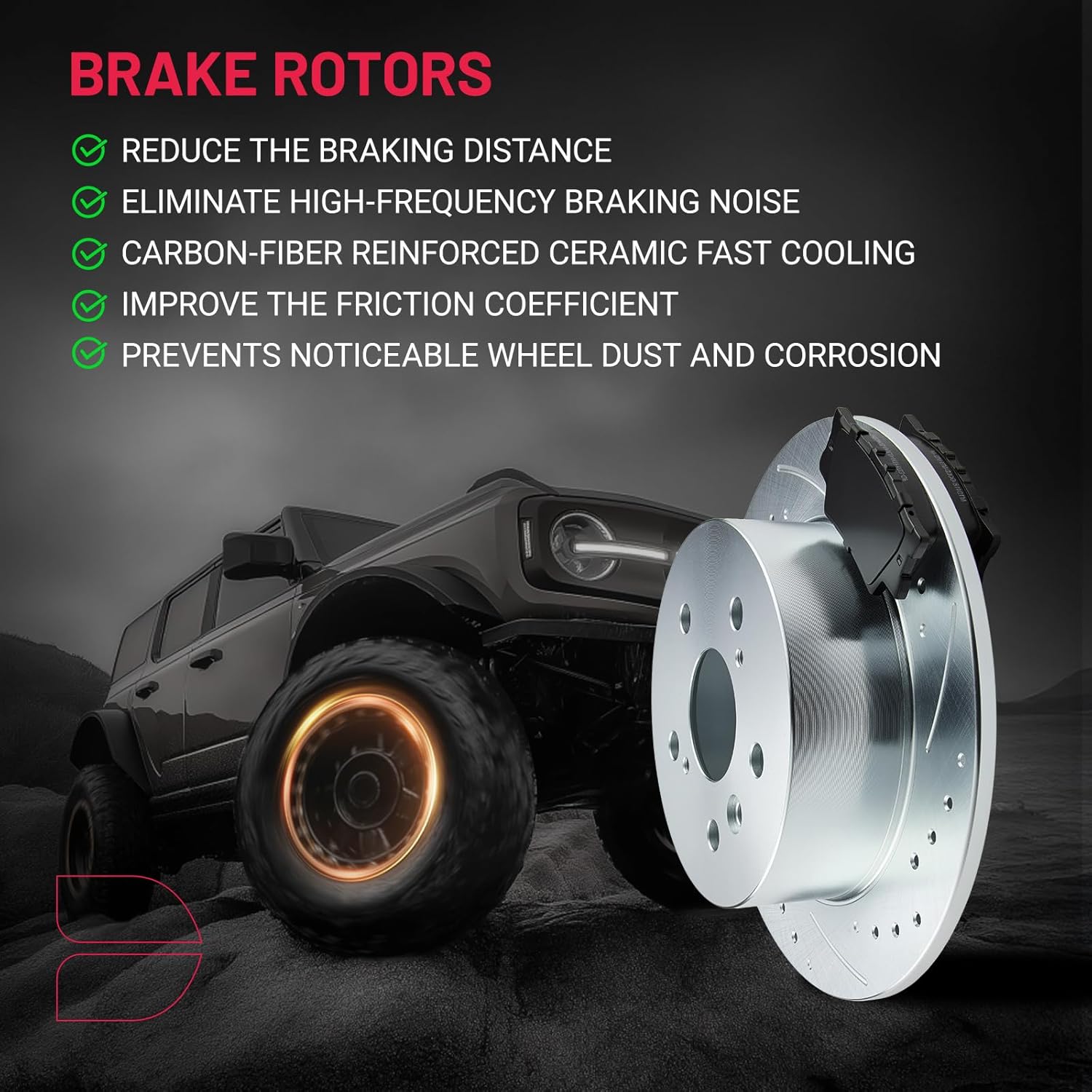 BDFHYK Rear Brake Kit Compatible with Toyota Camry 07-11, Avalon 08-12, Compatible with Lexus ES350 07-12, V6 3.5L, Drilled Slotted Brakes Rotors and Ceramic Brake Pads, Replace S-31433, D-1212