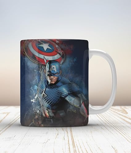 GIFT BOX Captain America Printed Ceramic Mug for Coffee 325 ml White Design 2