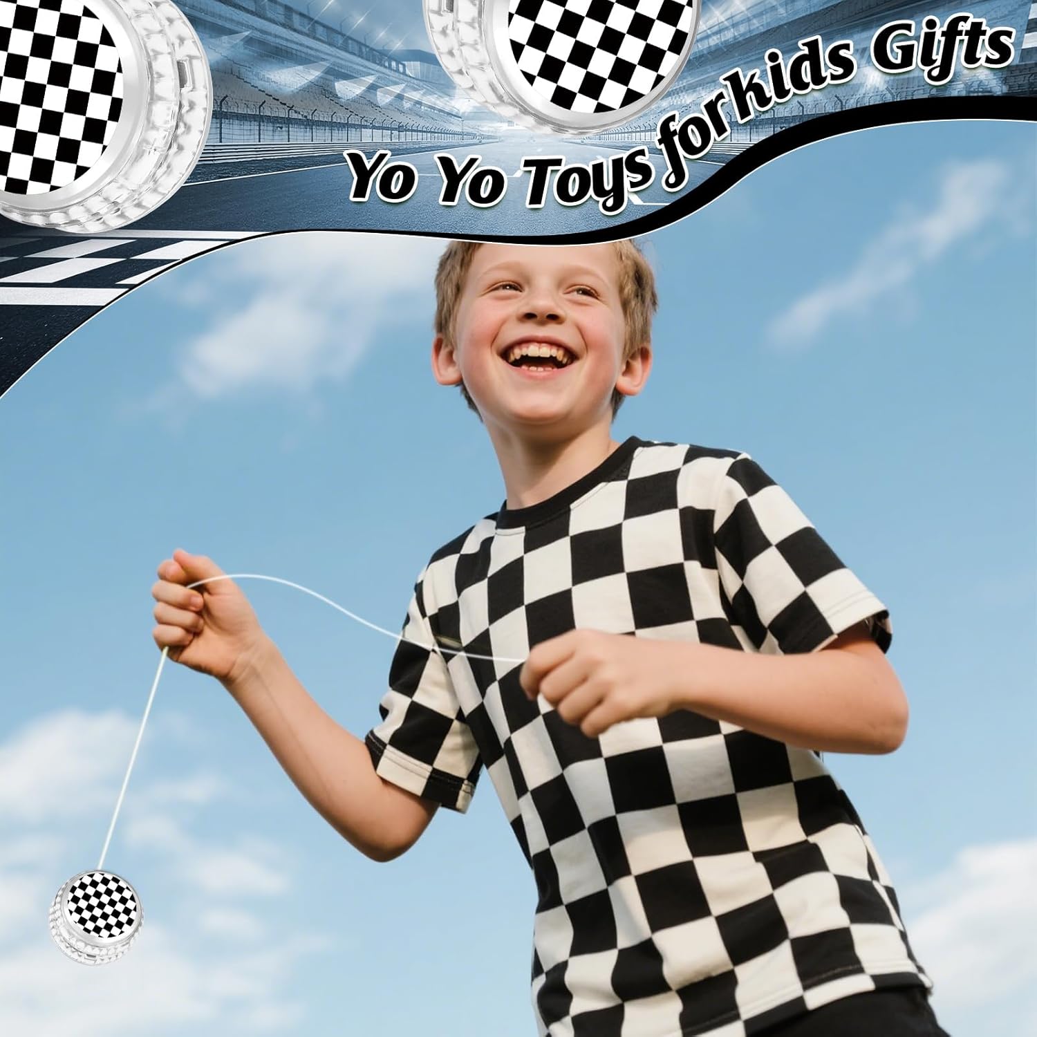 Themed LED Light Up Yo Yo Balls - Glow Party Favors for Kids & Adults, Speedster Birthday Goodie Bags (Black)