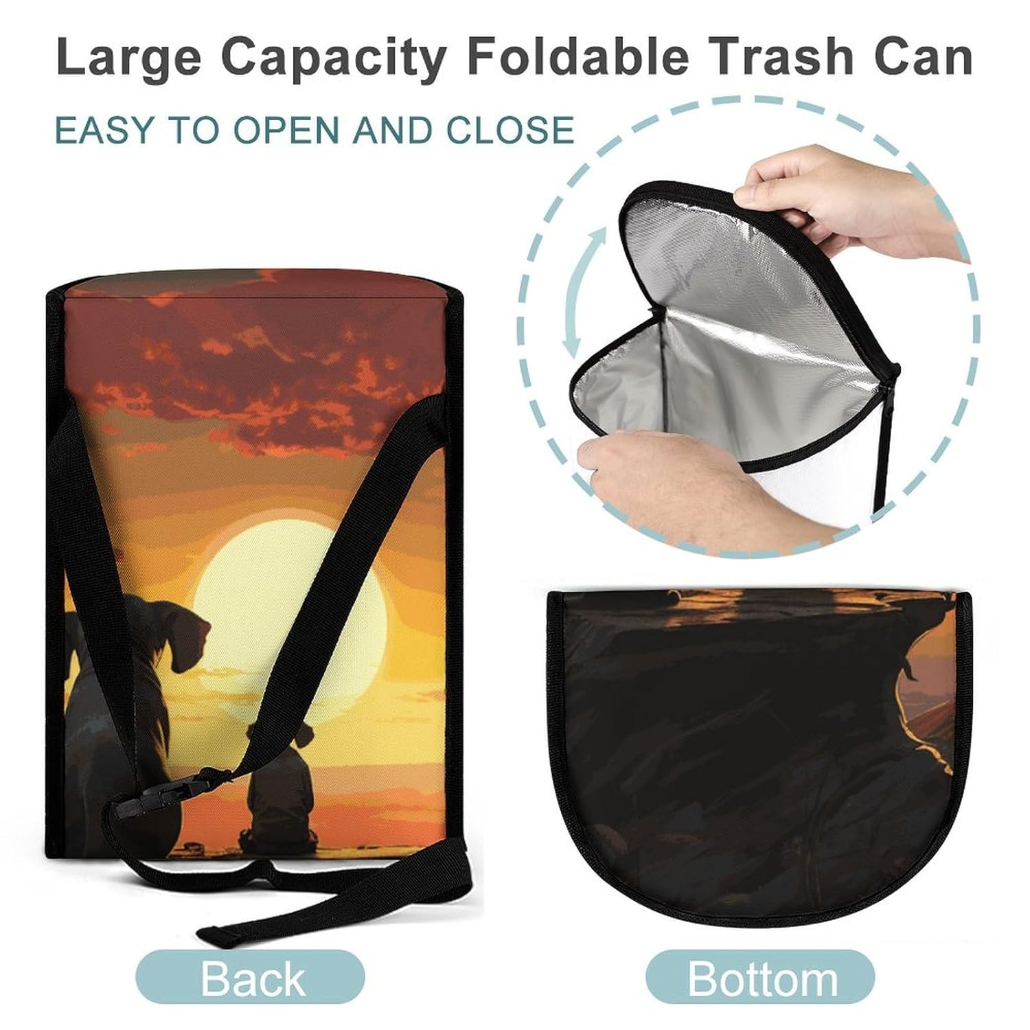 Hanging Car Trash Bag Elephant and Dog Printed Car Garbage Storage Bag Leakproof Car Trash Can Portable Garbage Storage Bags
