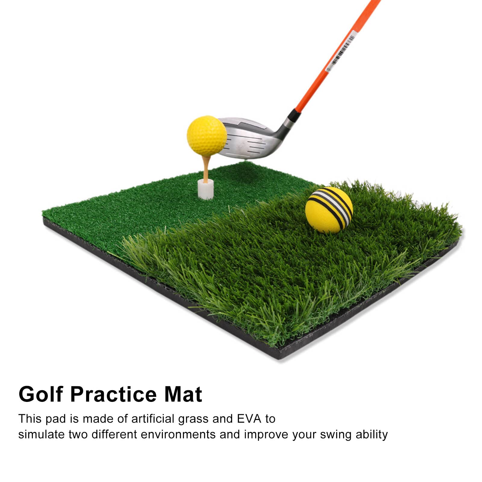 Golf Abschlagmatte 30x30 cm/Übung Training Matte/Übungsmatte inklusive Gummi Tee/ideal zum Golf-Schlagtrainingshilfen, Rasenmatte zum Golf-Üben für den Heimgebrauch oder den Außenbereich im Hint