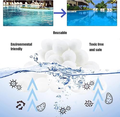 Miniatura 3 de Bolas de filtro de piscina de 3.1 libras, bolas de filtro para bomba de filtro de arena de repuesto para piscina sobre el suelo, medios de filtro de