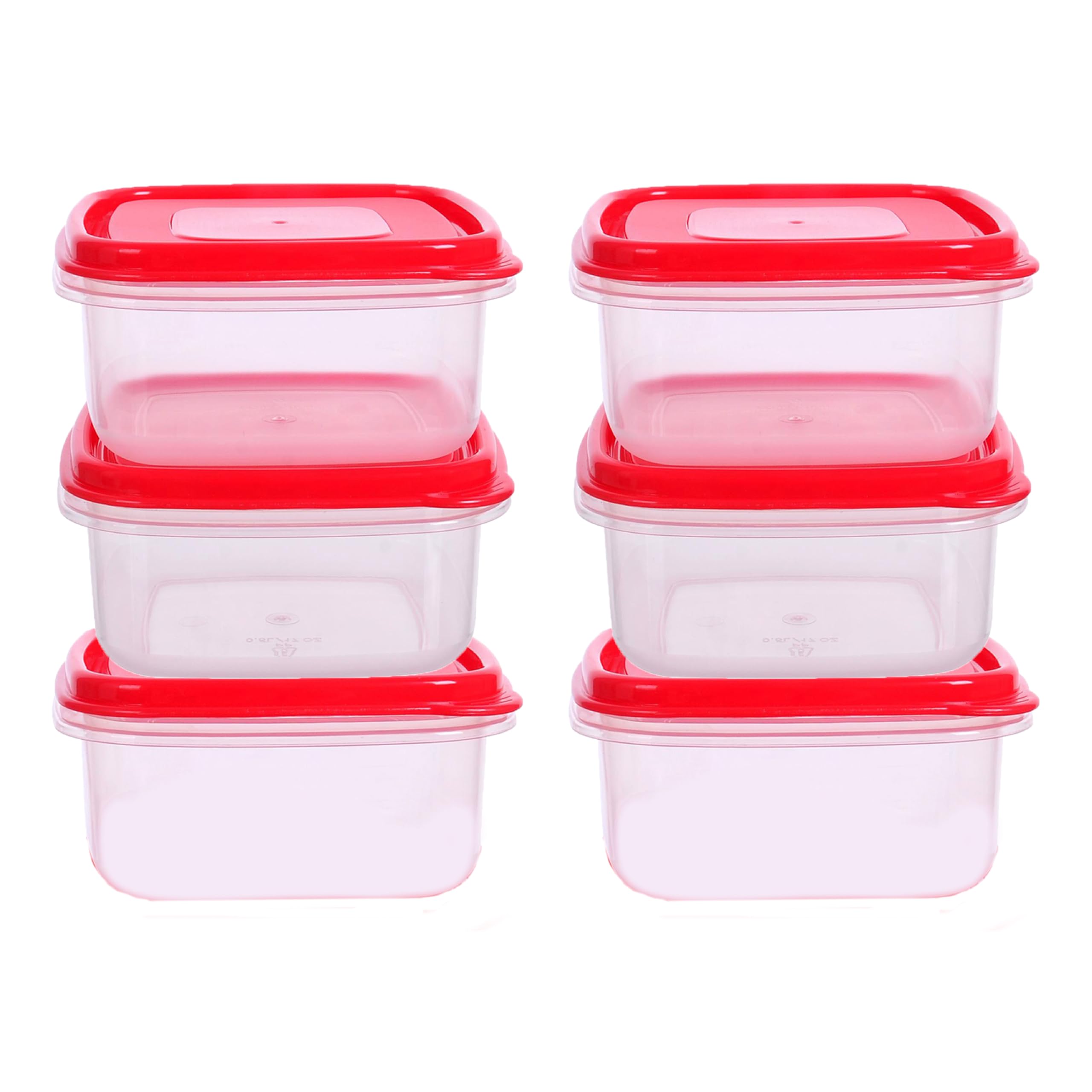HOMESHOPA Plastic Food Storage Containers, 6 Pack 500ml Square Clear Leakproof Airtight Storage Box, BPA-Free Reusable & Stackable Meal Prep Lunch Boxes, Microwave Freezer & Dishwasher Safe