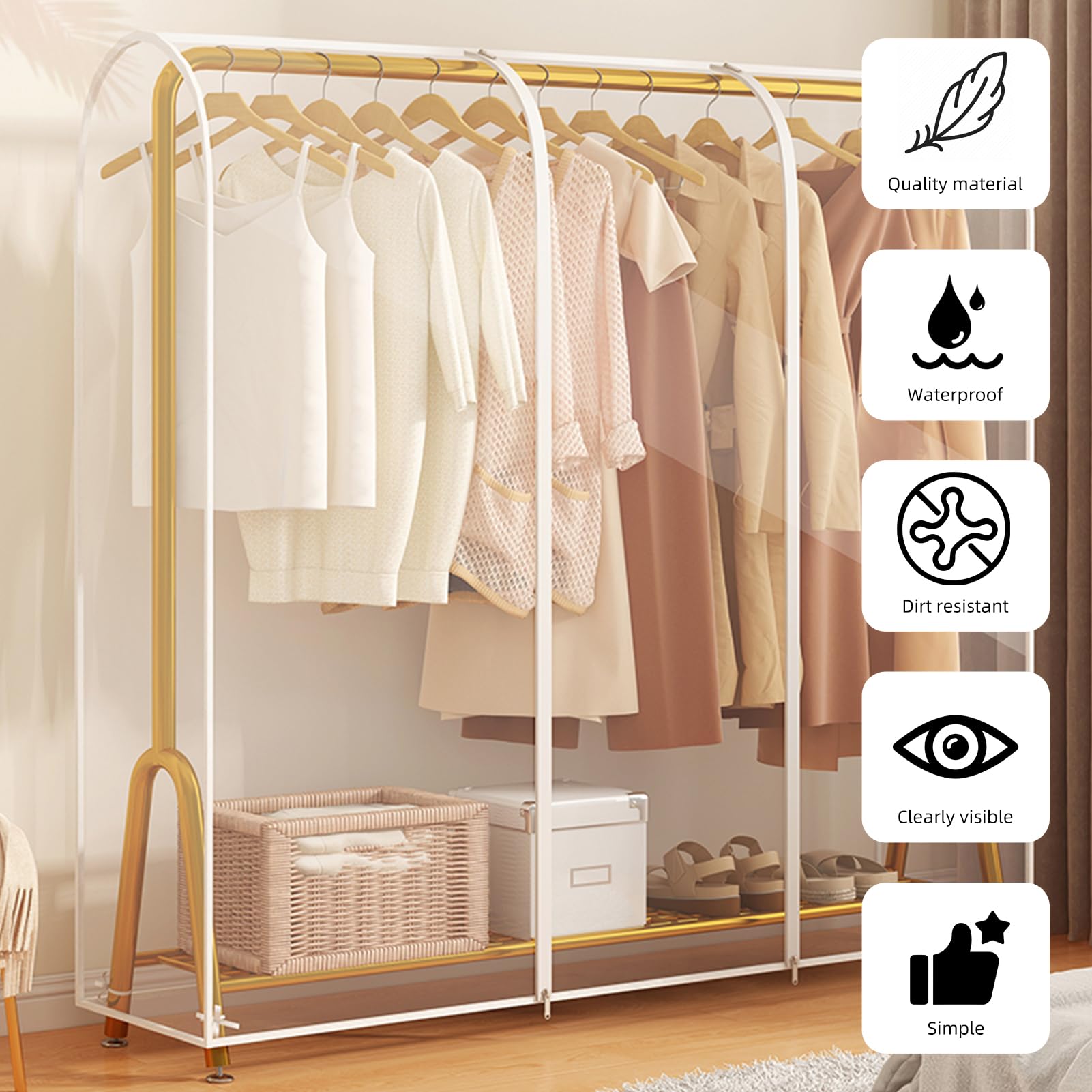 NICENEEDED 59'' Garment Bags for Hanging Clothes Large Clear Closet Clothing Protector - Image 4