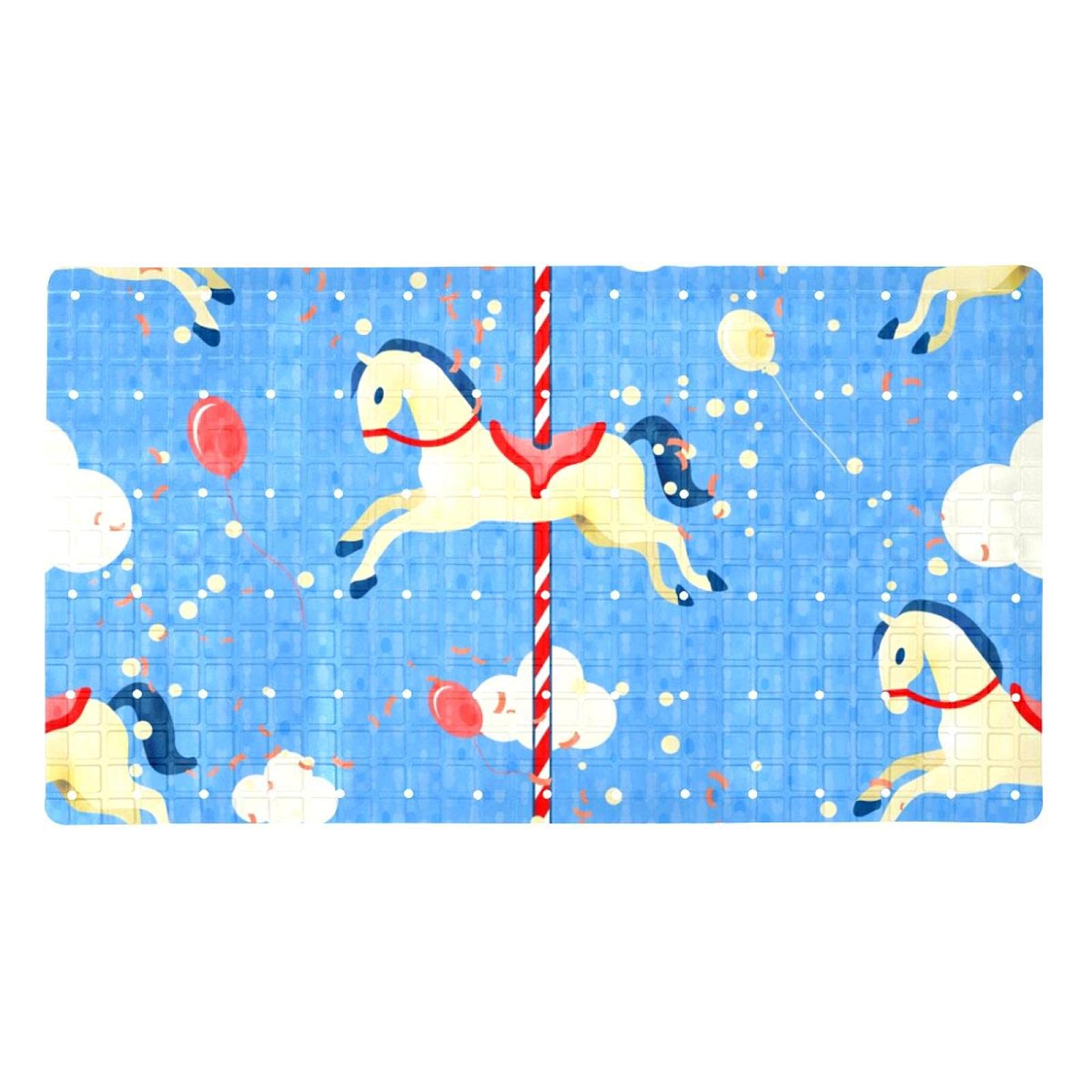 Tapis de bain antidérapant lavable en machine Carrousel Cheval avec ventouses