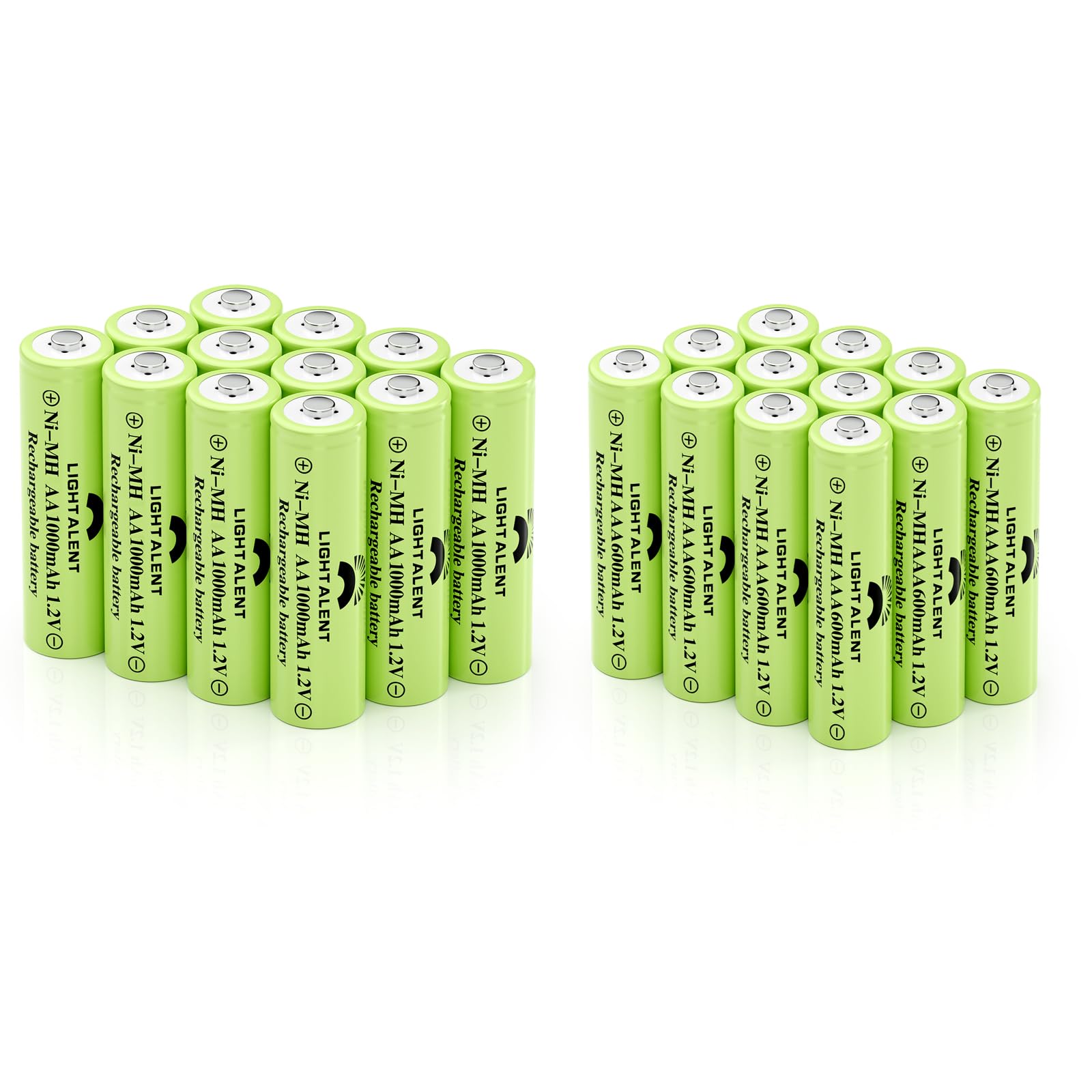 LightalentNi-MH AA Rechargeable Batterie 1000mAh 12pack + Ni-MH AAA Rechargeable Batterie 600mAh 12pack
