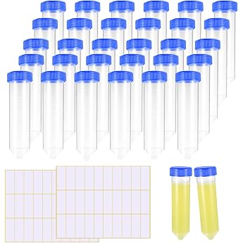 26 x 50 ml DIY test tubes made of plastic with lid including labels