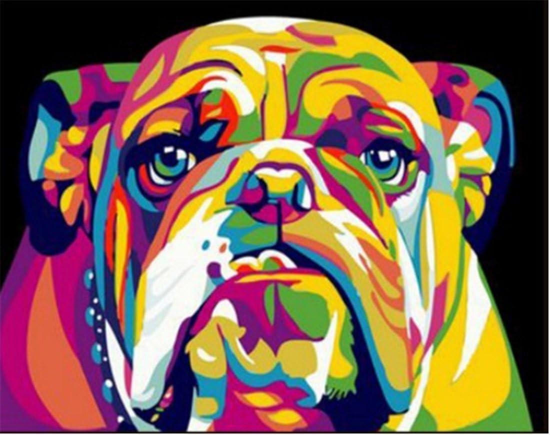 Komking DIY Paint by Numbers for Adults & Kids, Acrylic Painting Paint by Number Kits on Canvas, Colorful Dog 16x20inch