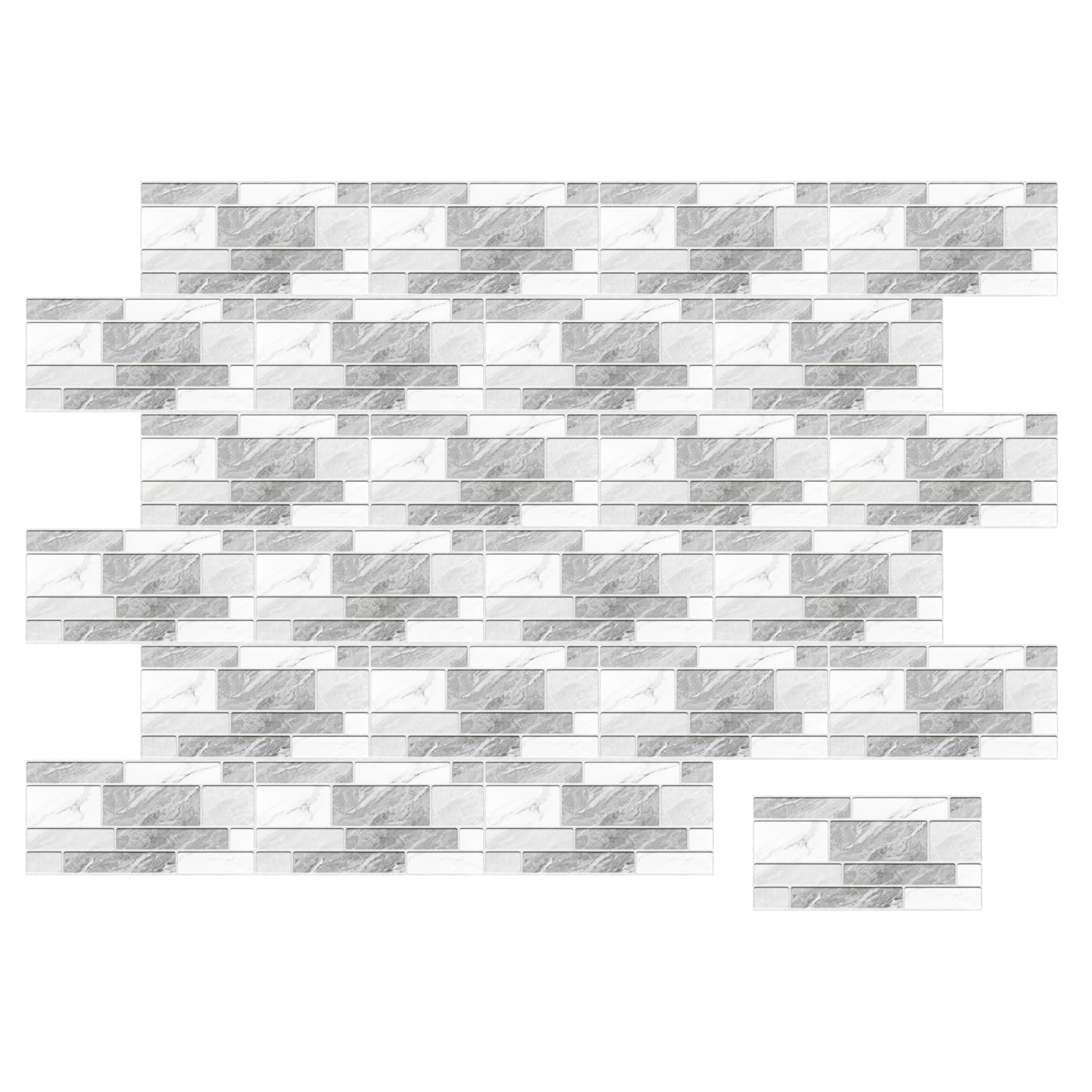 Decoroom Azulejos Autoadhesivos Gris & Blanco 15x30cm/24Pcs Baldosas Pegatinas Adhesivas Ladrillos Vinilo PVC Impermeable Decorativa Cocina Baños Baldosas Adhesivas Pared