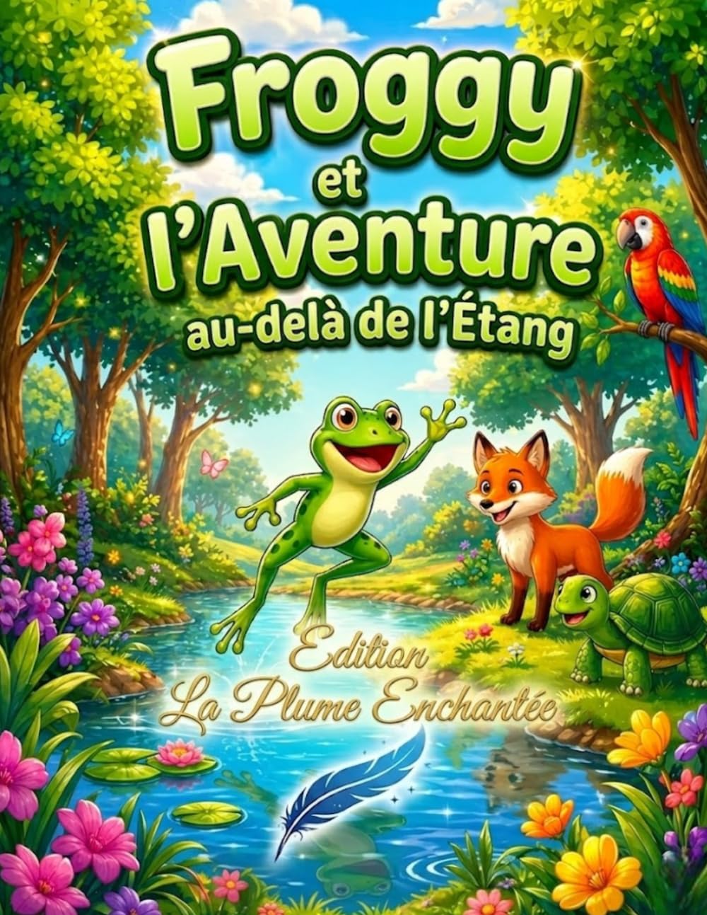 Froggy et l’Aventure au-delà de l’Étang.: Histoire et livre de coloriage pour enfants (6–8 ans) Une aventure avec le renard, la tortue et le perroquet.