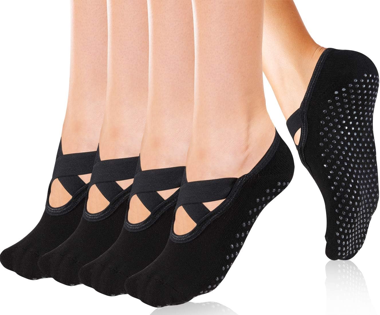 Yoga Socks Non Slip Skid Pilates Ballet Barre with Grips for Women by Cooque