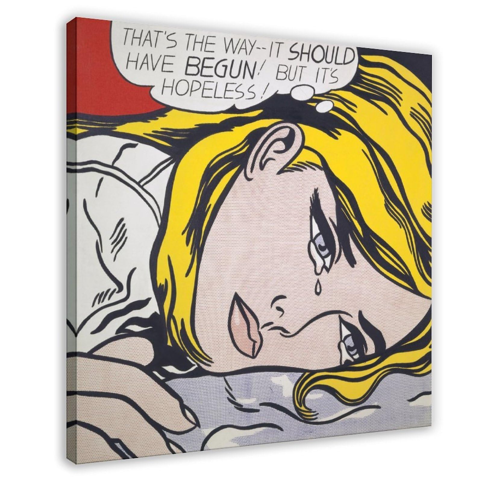 WCYB Illustrations Posters Hopeless by Roy Lichtenstein Prints Posters Canvas Deco Paintings Wall Art For Office Frame 28" L X 28" W