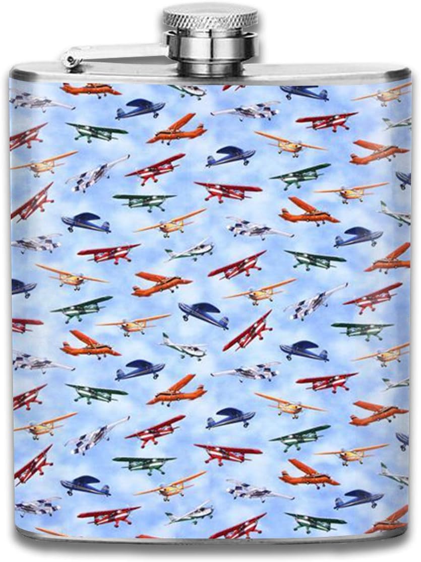 Various Planes Pattern Stainless Steel Flask, 7oz Flask for Men Women Home & Kitchen