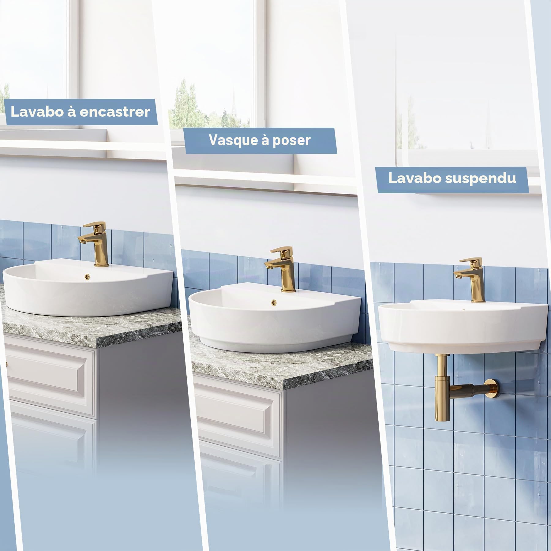 HOROW Lavabo de salle de bain, petit lavabo à poser, lavabo à main, WC pour