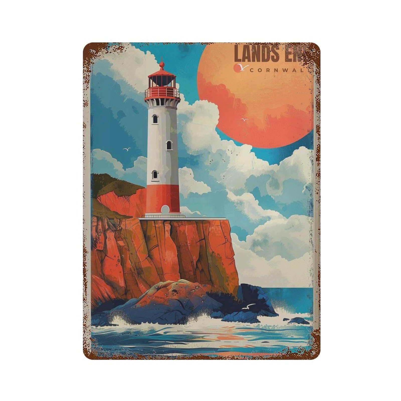 xiaoxiaoshen Lands End Cornwall Travel UK Wall Decor Art Metal Tin Poster Modern Home Decor Art Home Bar Shop Decorations Vintage Sign 40x30cm