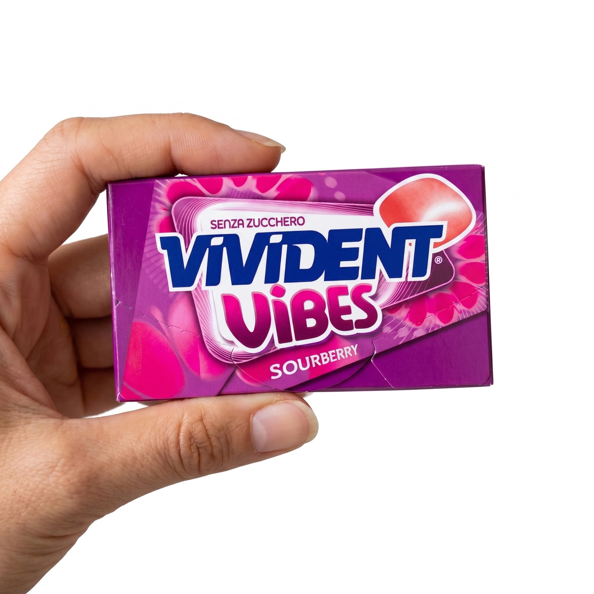 Vivident Vibes Sourberry Soft Gum Gusto Frutti Rossi, Confezione da 16 Astucci, Senza Zucchero, Senza Glutine