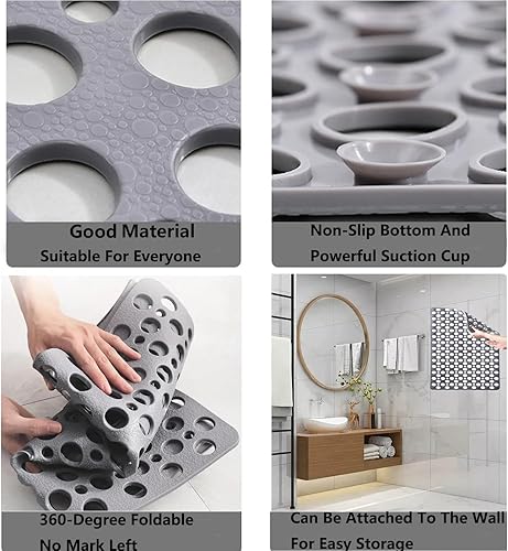 Miniatura 3 de Casa and Beyond - Tapete de ducha antideslizante con ventosas y agujeros de drenaje, tapete de baño fácil de limpiar, suave, lavable a máquina,