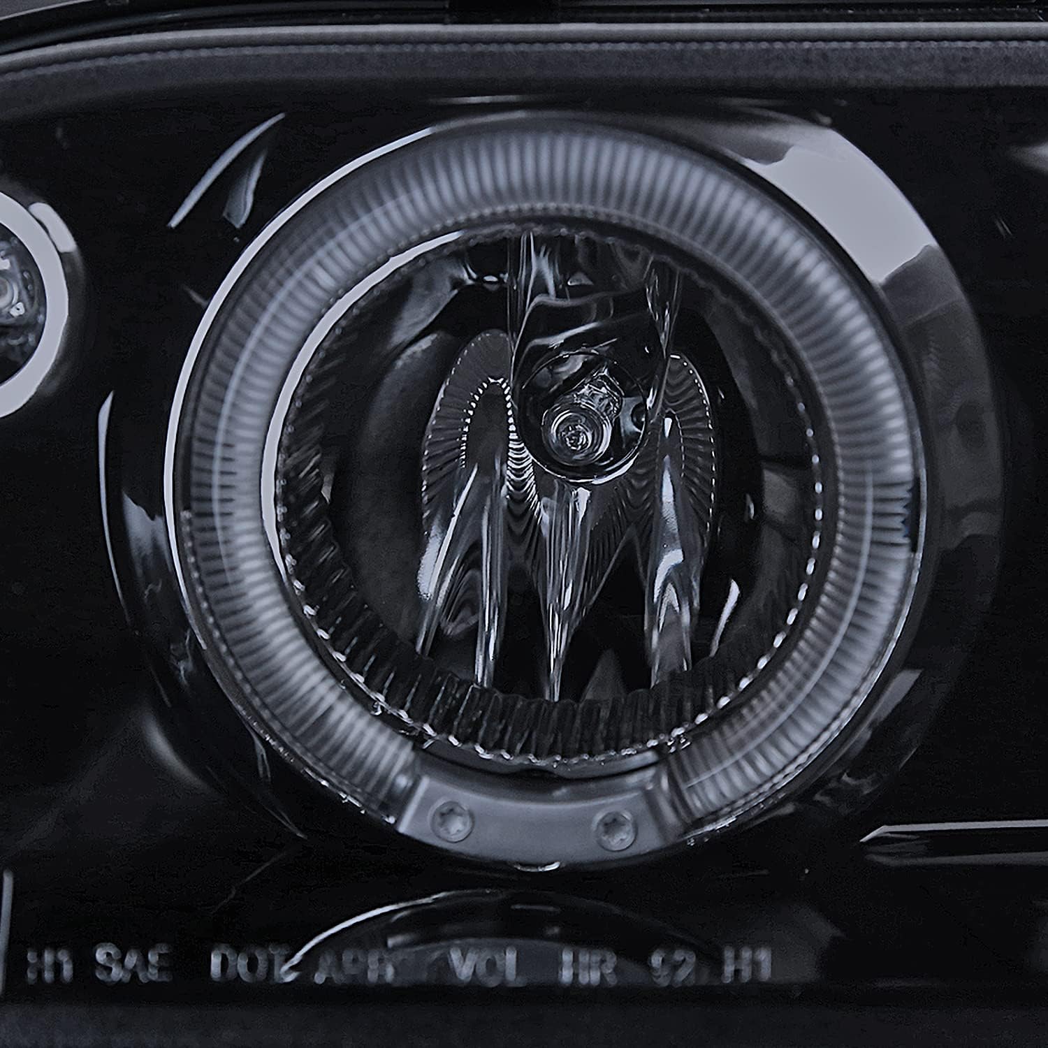 SPEC-D TUNING LED Dual Halo Glossy Black Projector Headlights Compatible with 1993-1997 Toyota Corolla, Left + Right Pair Headlamps Assembly