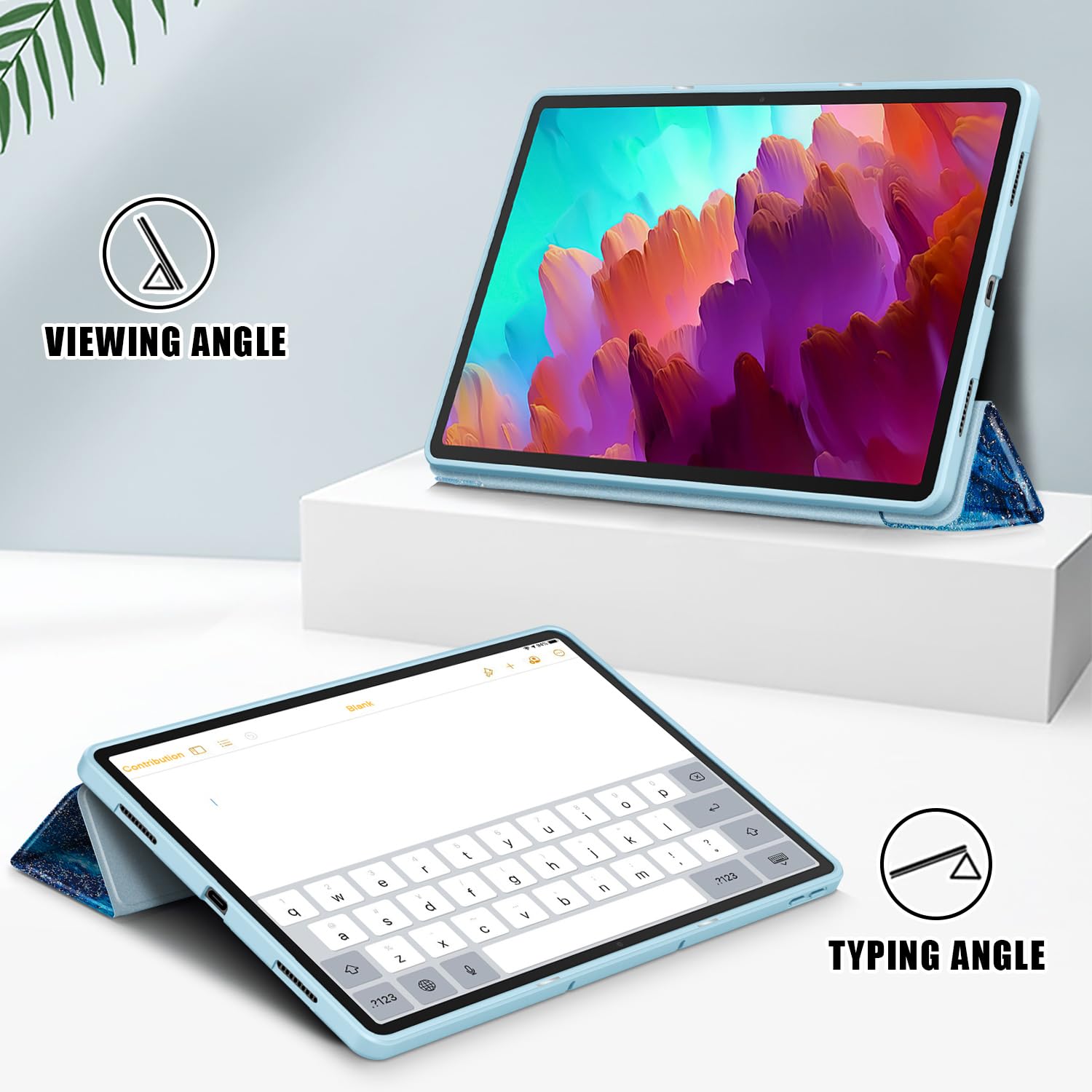 Custodia In Pelle PU Per Lenovo Tab P12 12.7 Pollici - Con Supporto Pieghevole - Design Onde Del Mare