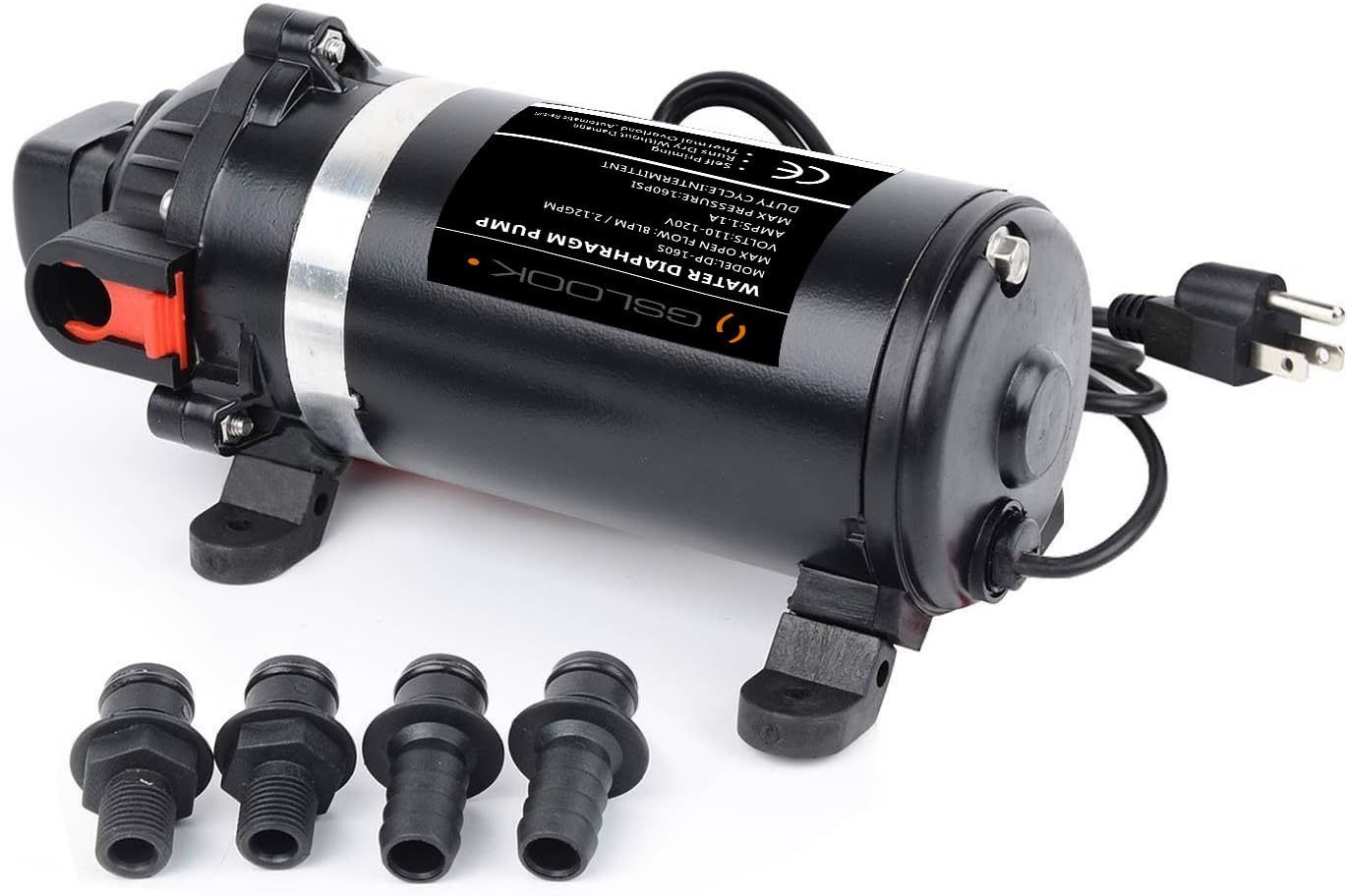 AC110V/115V High Pressure Diaphragm Water Pump 160PSI 8L/min , Self-priming Misting Booster Pump Sprayer for Caravan/RV/Boat/Marine