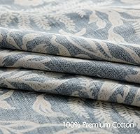 Vista 5 de SLEEPBELLA - Funda de edredón tamaño King, 600 hilos de algodón beige y gris azulado con patrón de hojas lujoso impreso, funda de edredón reversible