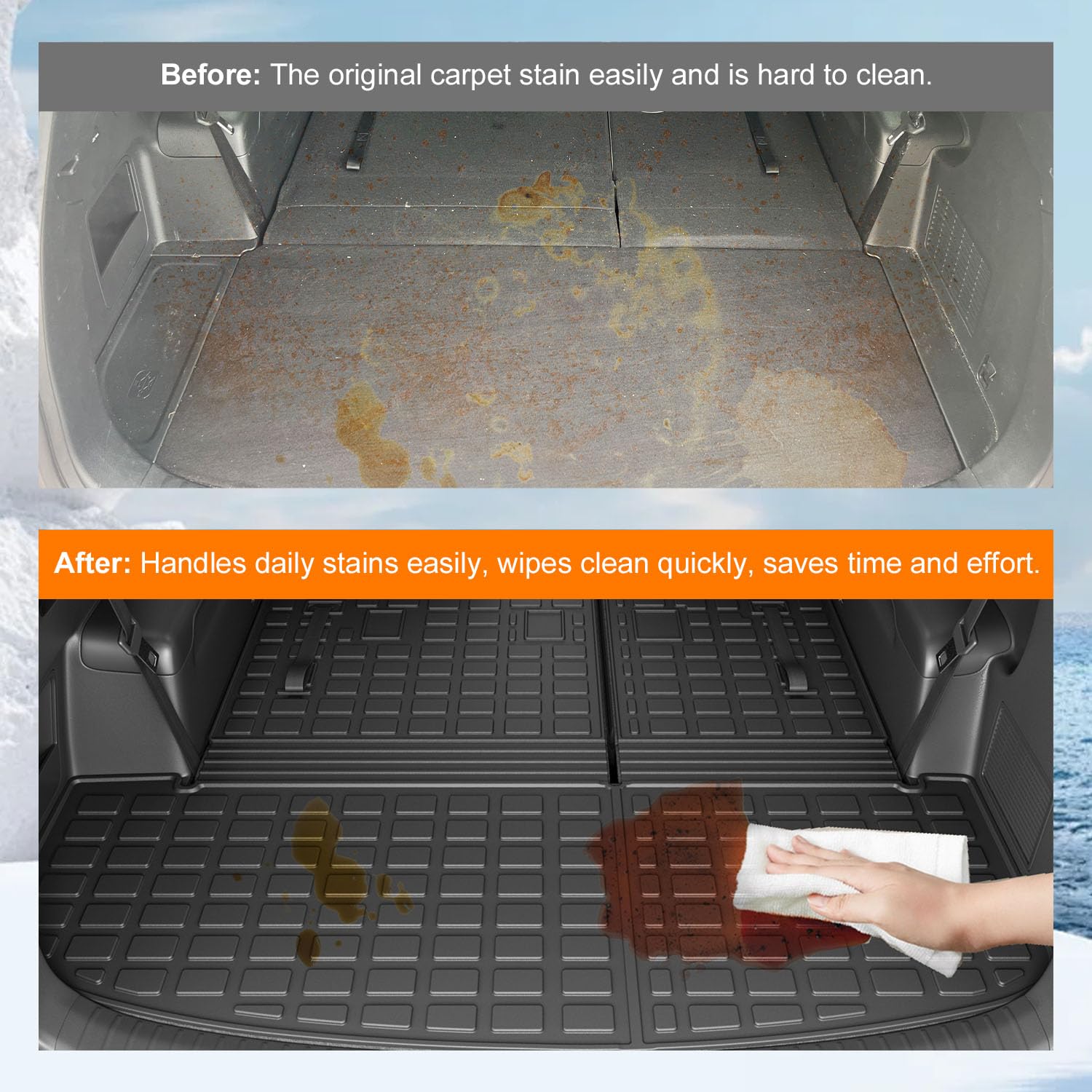 Tappetini e rivestimento per bagagliaio con tappetino per schienale per