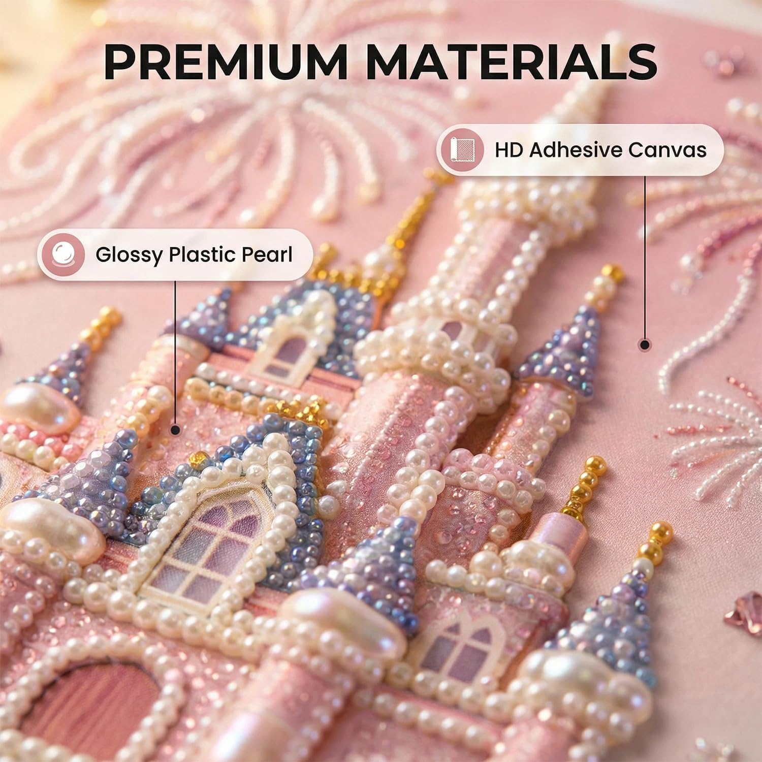 2026 New DIY 3D Castle Pearl Painting Kit,Castle Design with Fireworks,Iamond Dots Beads Canvas Arts for Wall Decor,Plastic Pearl Art Craft for Adults and Beginners (a Set)