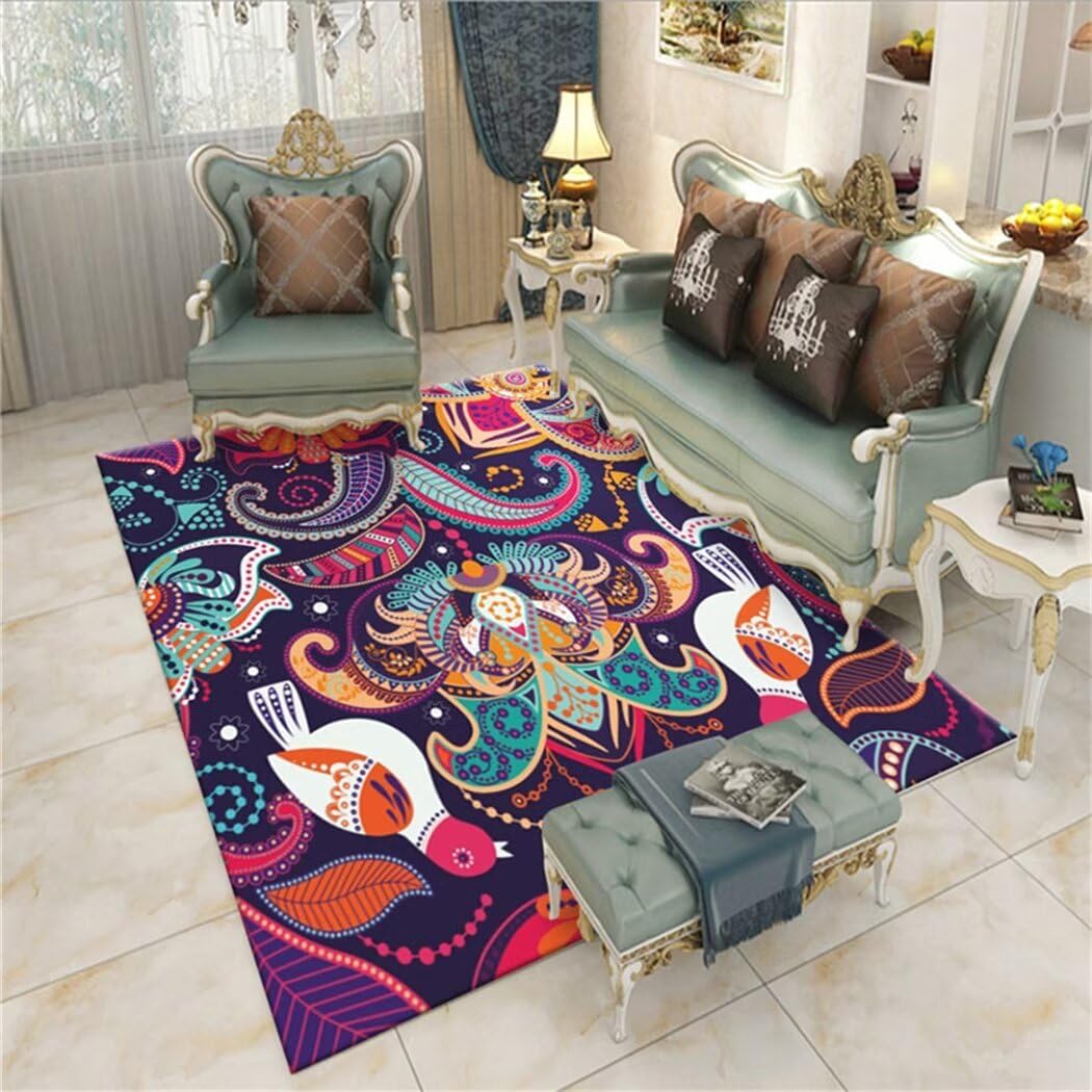 Tapis enfant pour chambre et salon avec motif imprimé ethnique doux