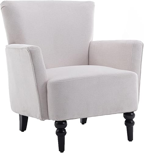 Silla moderna de mediados de siglo con brazos, sillón de tela de lino, sofá individual, cómoda silla de lectura tapizada para sala de estar,