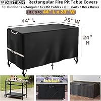 Vista 2 de Funda rectangular para mesa de fogata de gas de 44 x 28 pulgadas, cubierta para mesa de fuego resistente al agua 600D de servicio pesado para mesas