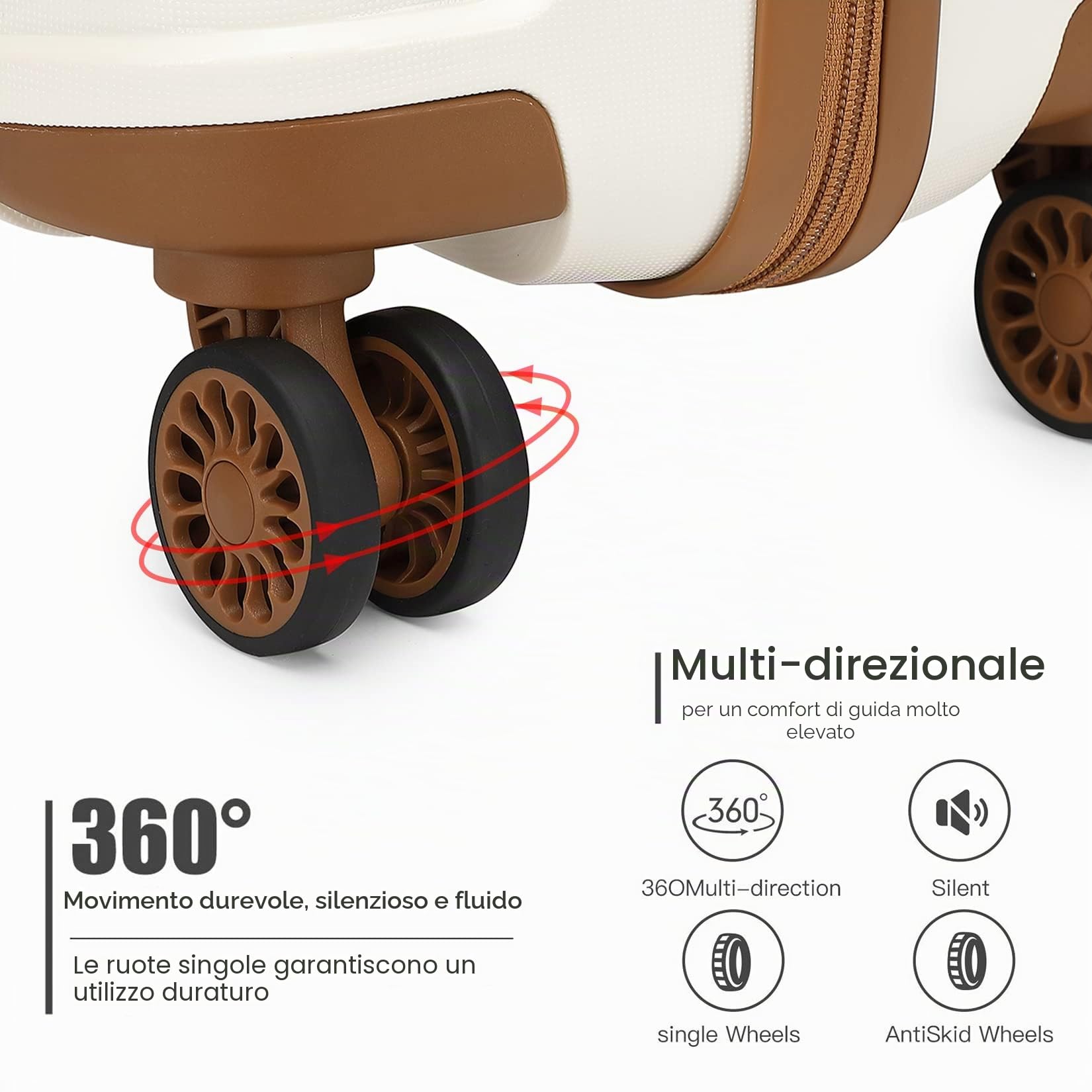 KONO 55cm/65cm/74cm Valigia Rigida Leggera Polipropilene Trolley con TSA Lucchetto e 4 Ruote Girevoli