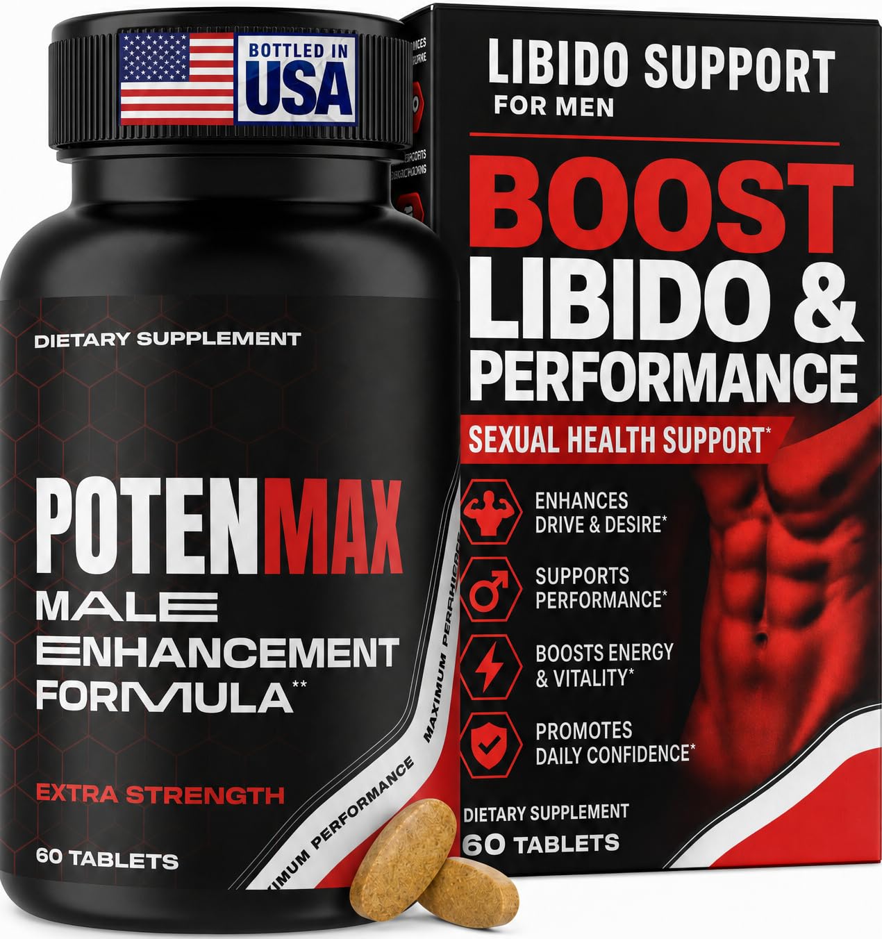 Enyvia Suplemento para libido masculina com Tongkat Ali, Tribulus, Maca e L-Arginina — 60 comprimidos
