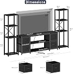 Yenlure LED TV support 60 Inch pour le salon avec la station de recharge tiroirs Centre de divertissement avec 2 Armoire moderne avec rangement (noir)