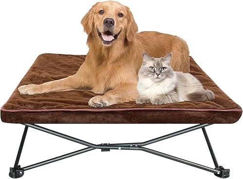 Miniatura 7 de unp Cama refrescante elevada para perros, cama plegable para mascotas de 36 x 36 x 10 pulgadas, funda de felpa lavable y bolsa de transporte, silla