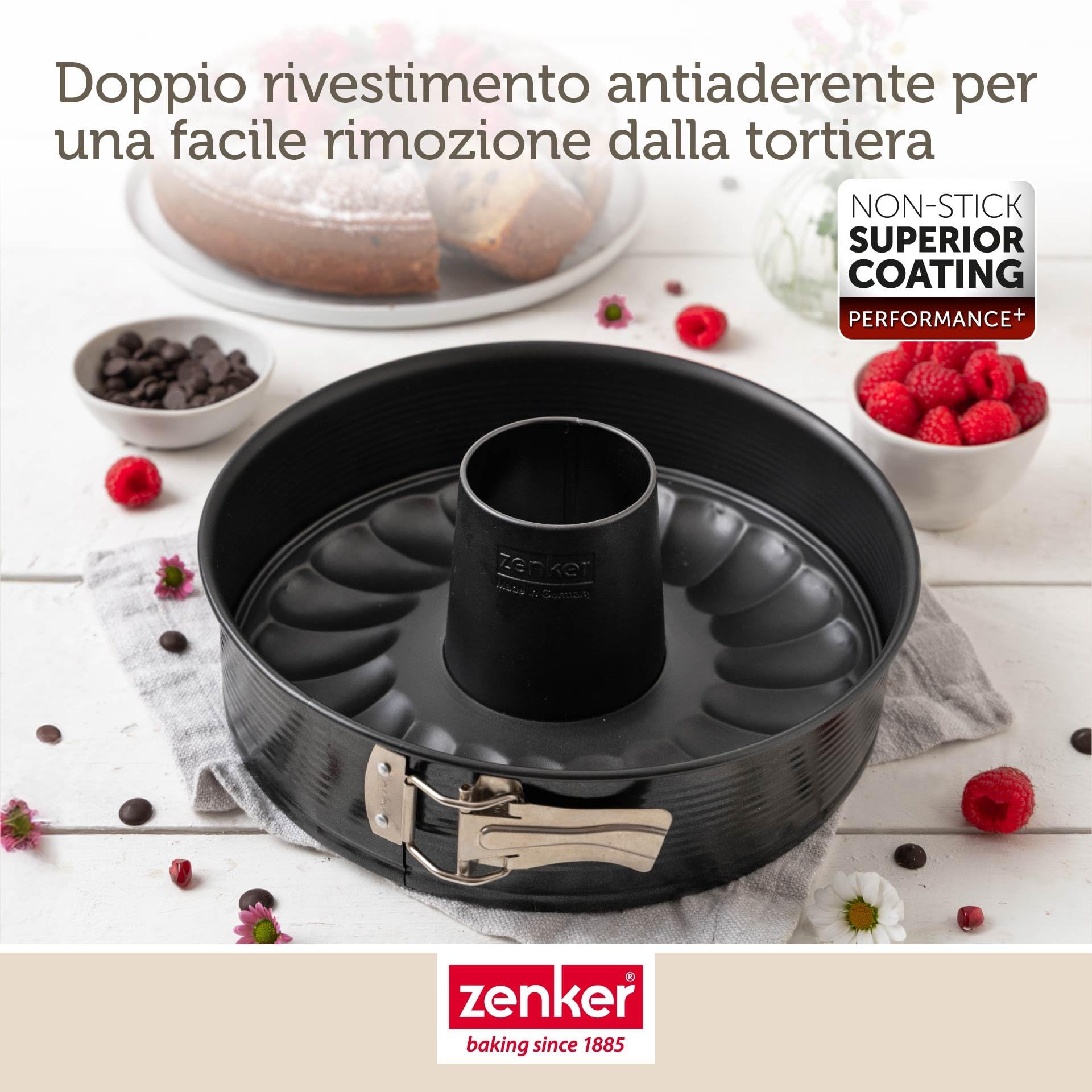 Zenker Teglia con fondo piatto e tubo Perfect Black Ø 26 cm – Stampo di alta qualità con rivestimento antiaderente, resistenza al calore +230 °C Made in Germany