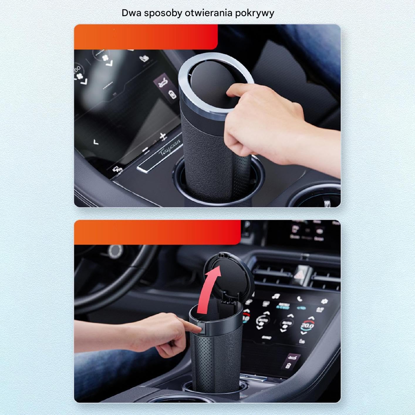 Vehicle Trash Bin, Car Garbage Holder, 7.28in Portable Waste Container, Leak-Proof Waterproof Design, Compact Lidded Organizer for Road Trips, Daily Commute, Backseat Use, Interior