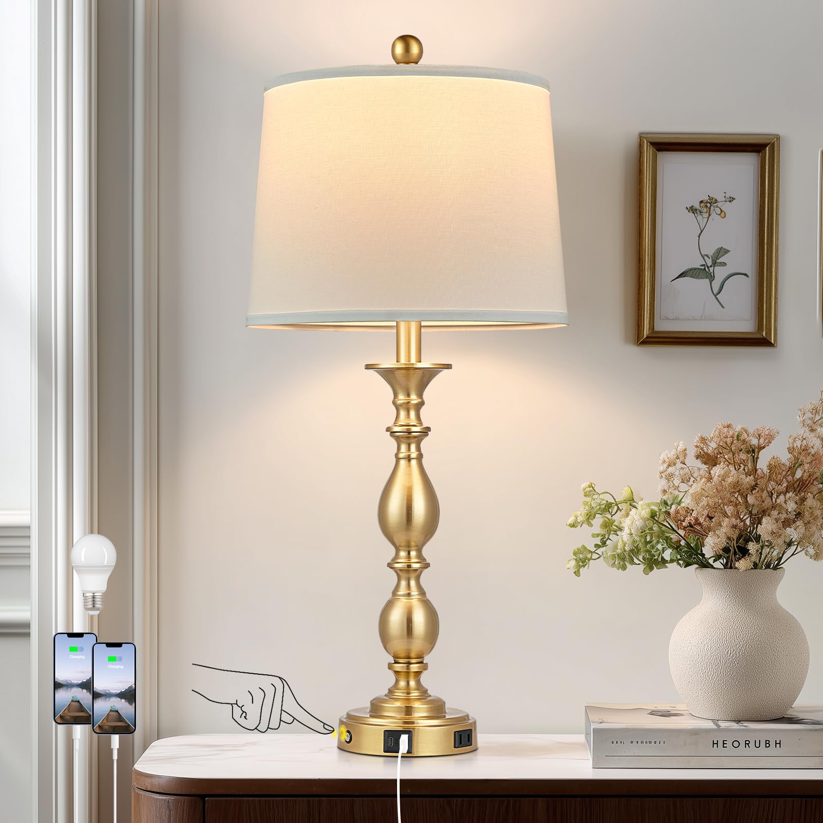 Photo 1 of MOUVOVO Modern Table Lamp, 28" Gold