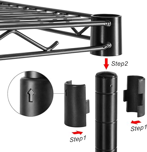 Miniatura 4 de HollyHOME Estantería ajustable de alambre de acero con 4 estantes, estante de almacenamiento de metal resistente, torre de almacenamiento de baño,