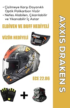Draken S Dinatoon B5 / Mat Kırmızı Full Face Motosiklet Kaskı - İntercom Uyumlu, DOT VE ECE 22.06