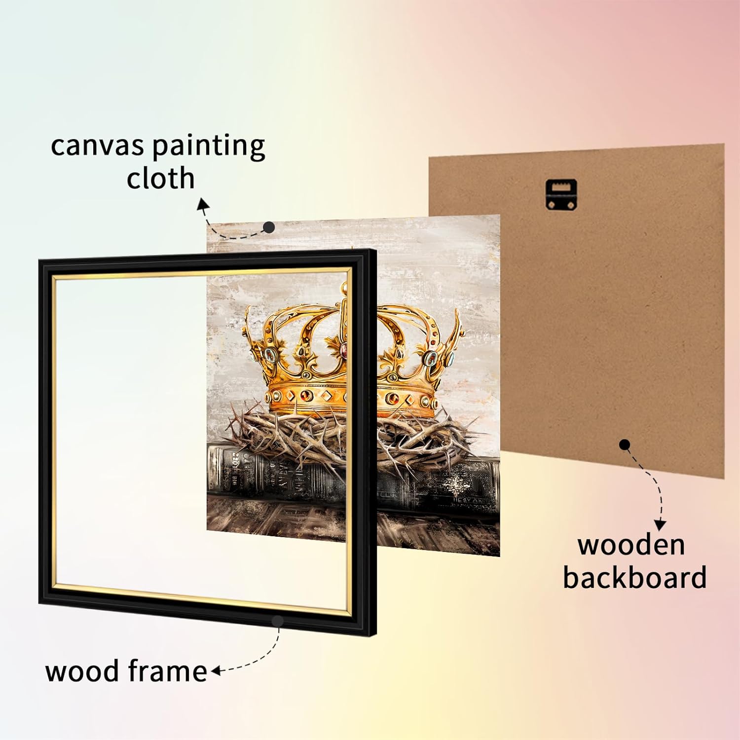 King and Queen Picture Black Gold Framed Wall Art Couple Bedroom Decor 12 x 12 inches