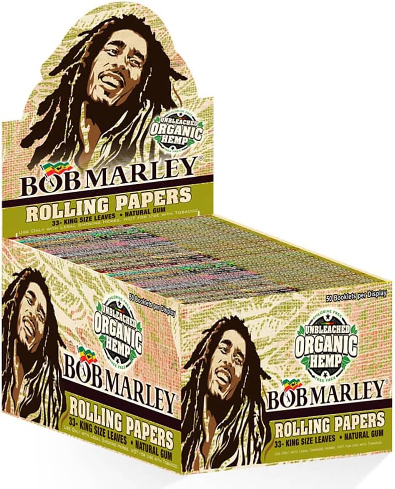 Bob Marley Organic Rolling Papers King Size - All Natural - 50 Booklets in Display Box