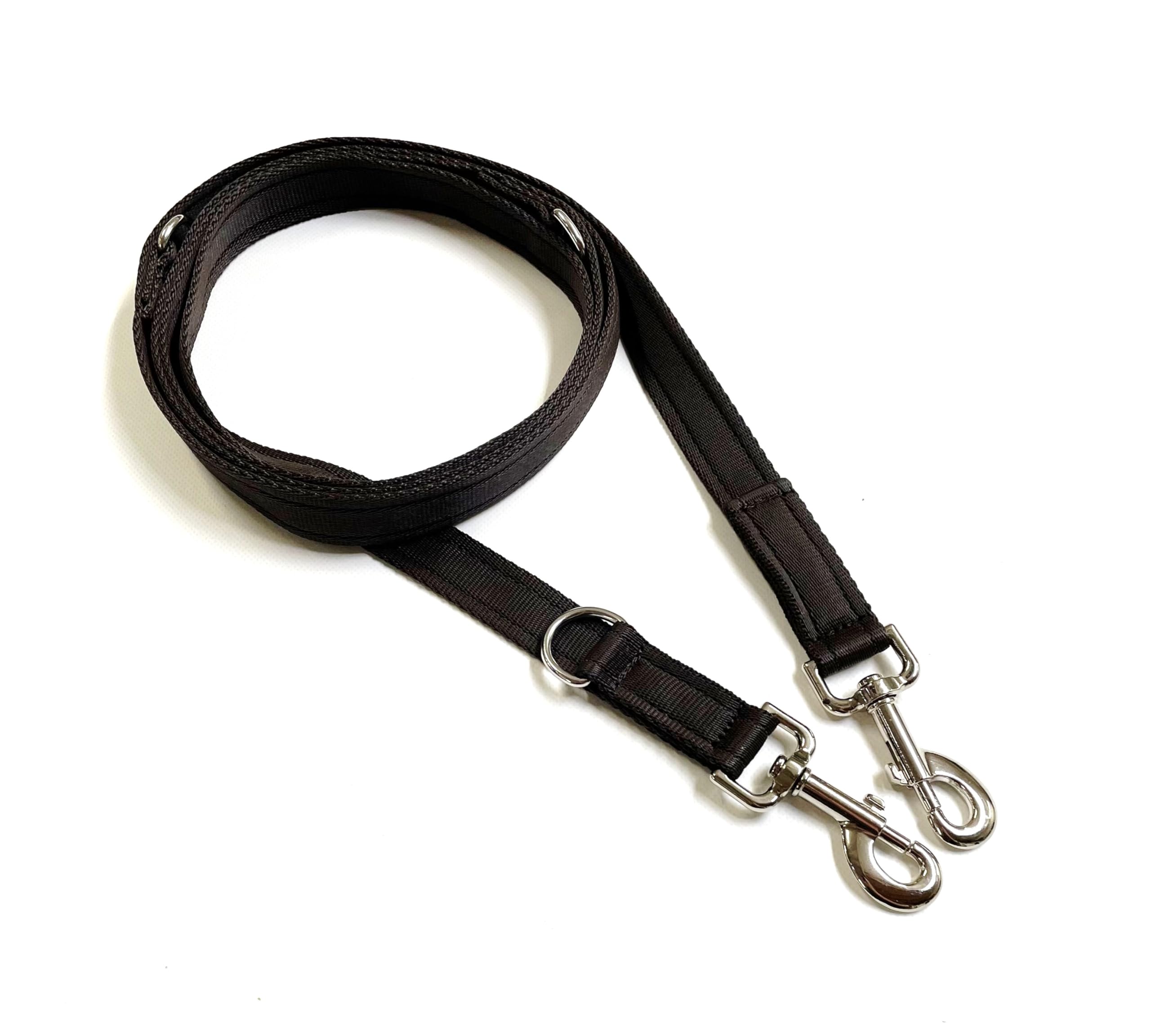 Police Style Dog Training Leads Double Ended Leash Obedience Control Recall Multi-Functional 20mm Cushion Webbing (Brown, 11ft (3.3 Metres)) — image 1