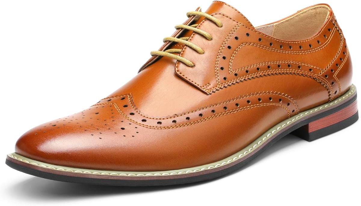 Zapatos de vestir Bruno Marc para hombre | Parte superior de PU suave, forro transpirable, plantilla de látex que absorbe el sudor para la oficina y ocasiones diarias.