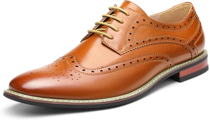 Zapatos de vestir Bruno Marc para hombre | Parte superior de PU suave, forro transpirable, plantilla de látex que absorbe el sudor para la oficina y ocasiones diarias.