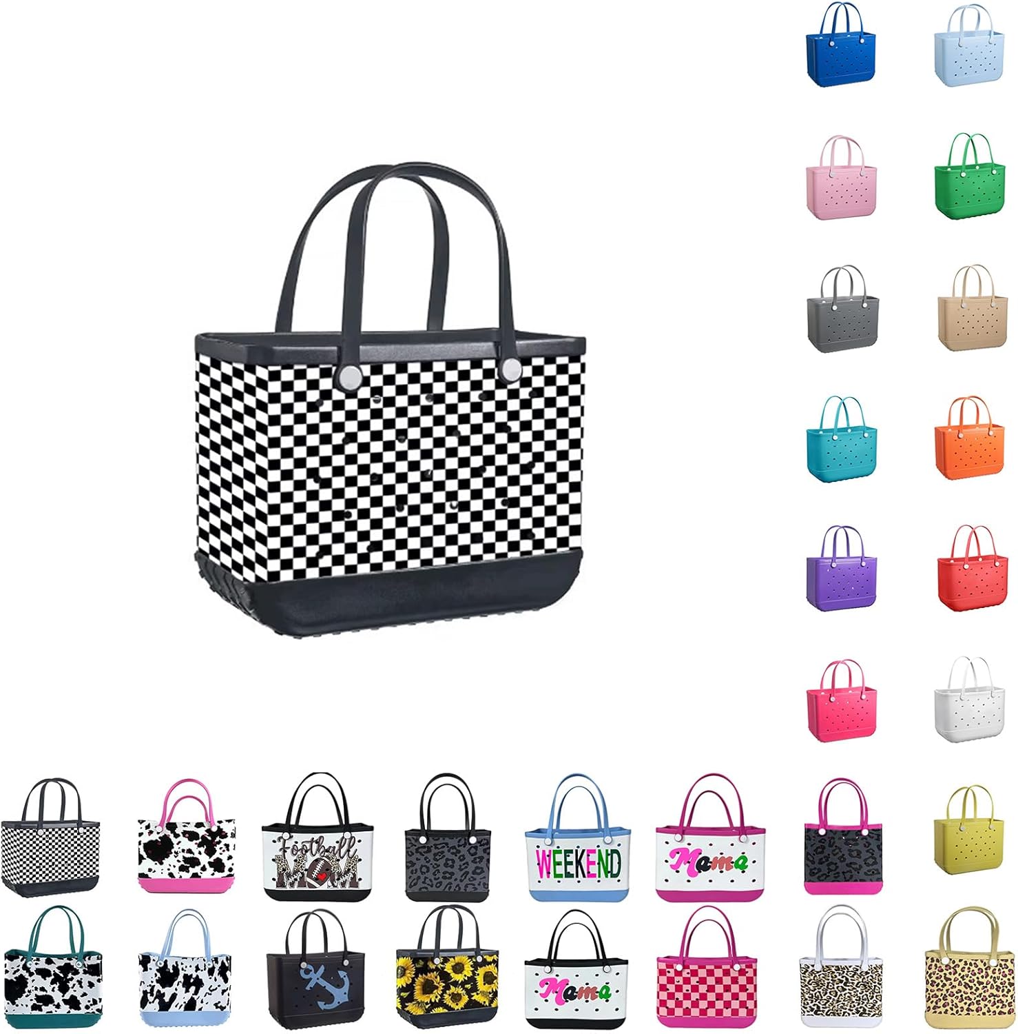 EVA Beach Tote Bag - Waterproof Washable Tip Proof Durable Open Tote Bag for the Beach Boat Pool Sports