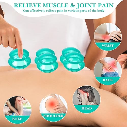 Miniatura 4 de Geiserailie Juego de terapia de ventosas de silicona de 4 tamaños, tazas de masaje de ventosas, taza de terapia china profesional, para el nervio